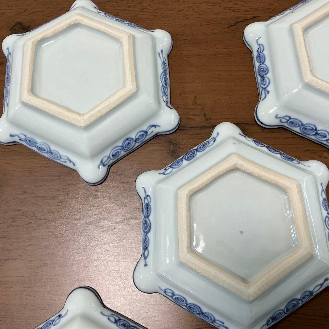売約済み:川瀬満之　染付山水文六角　小鉢　(深皿) 美品　清水焼　2セット