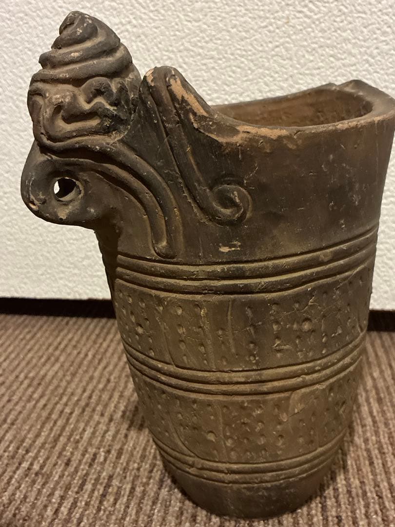 蛇頭土器　尖石遺跡　土器　骨董　アンティーク　縄文土器　発掘品　出土品　置物　像