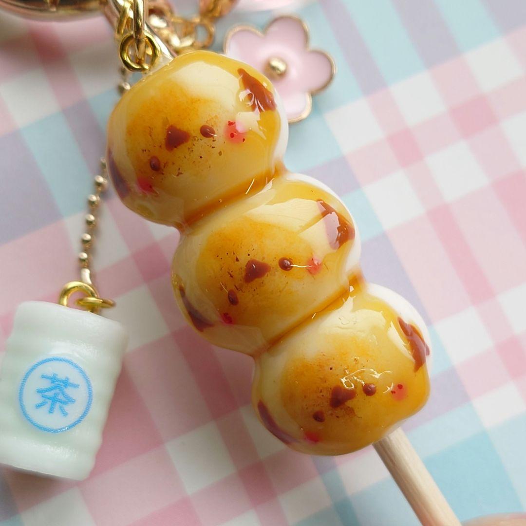 シマエナガ みたらし団子 チャーム 和菓子 樹脂粘土 和スイーツ レジン 桜