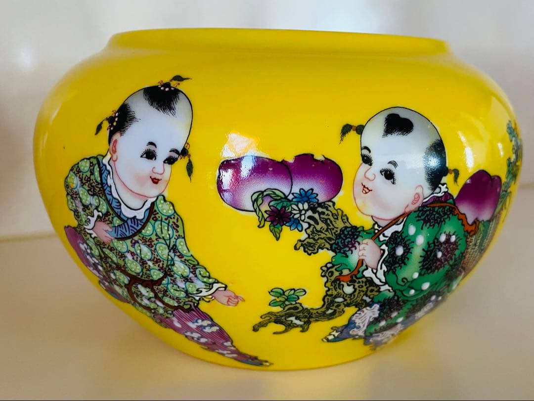 ⭐️美品⭐️黄色の子供絵柄水指