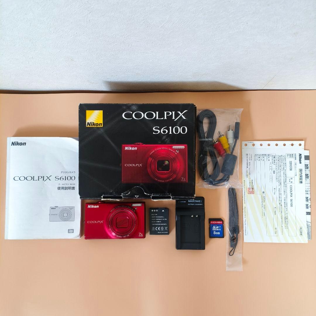 【動作確認済】Nikon COOLPIX S6100 レッド　 ★エモい写真に！
