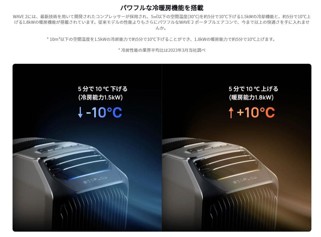 1*8様 ecoflow wave2 ポータブルエアコン　冷房＆暖房両用 防災対