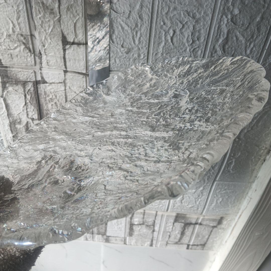 松大皿 【手造り希少】虹色に輝く透明感のある硝子製 大皿