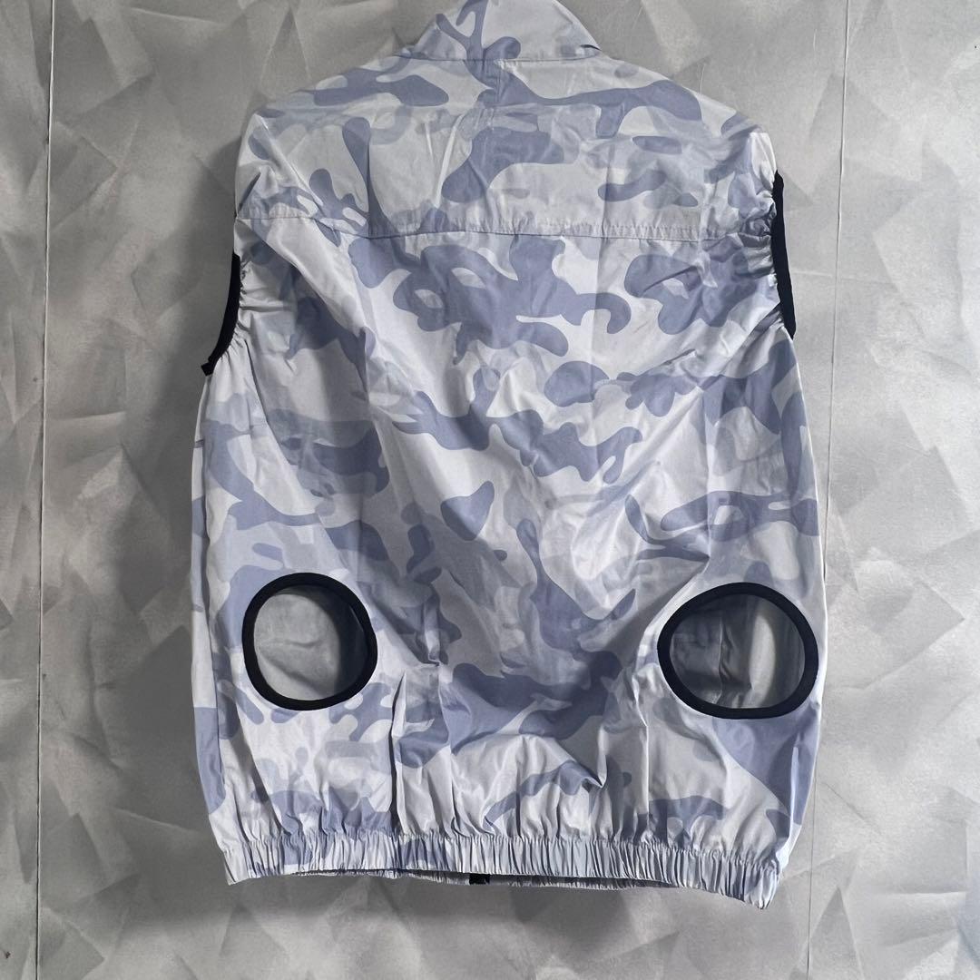 【ブルー迷彩柄】 空調ベスト 空調作業服 XL PSE認証 新品 フルセット