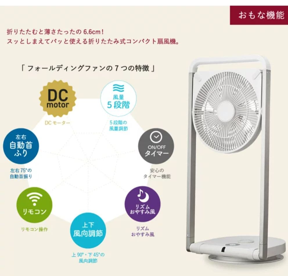 扇風機 フォールディングファン　FLU-253D ピエリア ドウシシャ