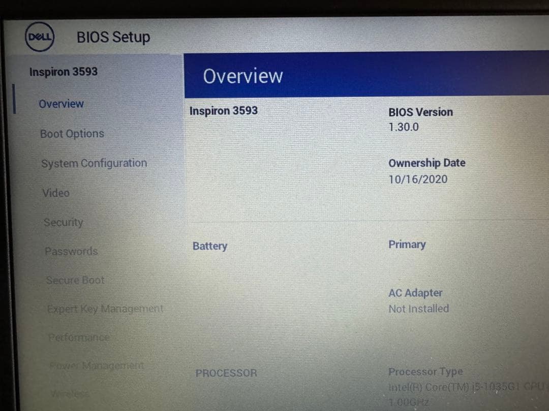 Dell inspiron3593 i5-1035G1メモリー8GBマザーボード