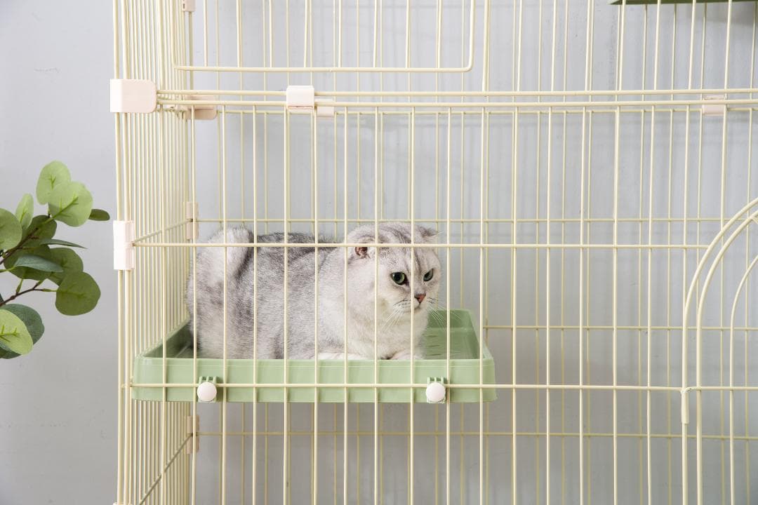 【グリーン】猫 ケージ キャットケージ 3段 猫ゲージ 多段 留守番 脱走防止