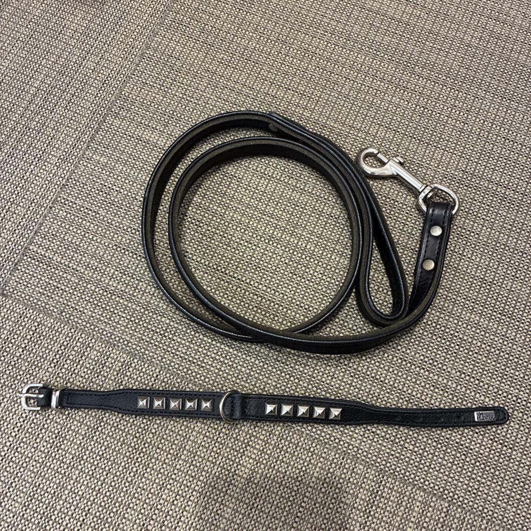 HUNTER レザー スタッズ付きリード