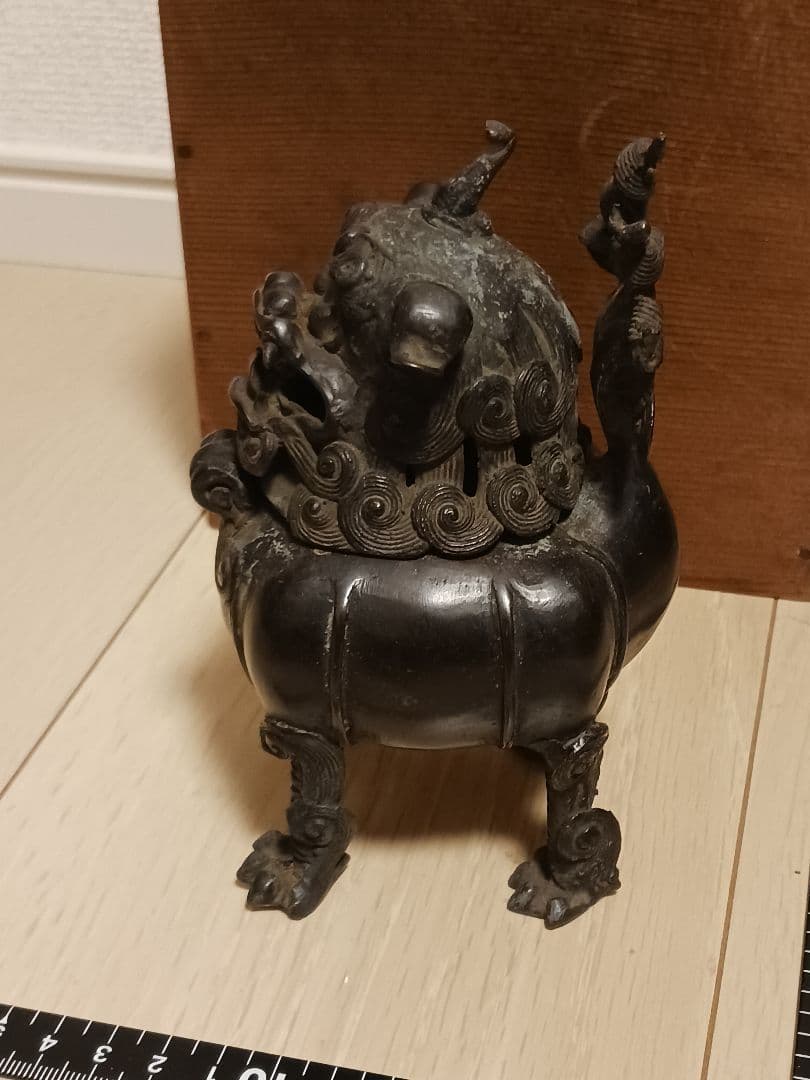 唐物 古銅 獅子 香炉 置物 時代物 骨董 唐獅子 狛犬 香道具