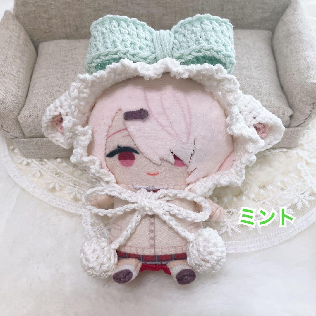 10㎝ ちびぐるみ　にじぱぺ　ぬい服　子ひつじちゃんボンネット　ミント　3