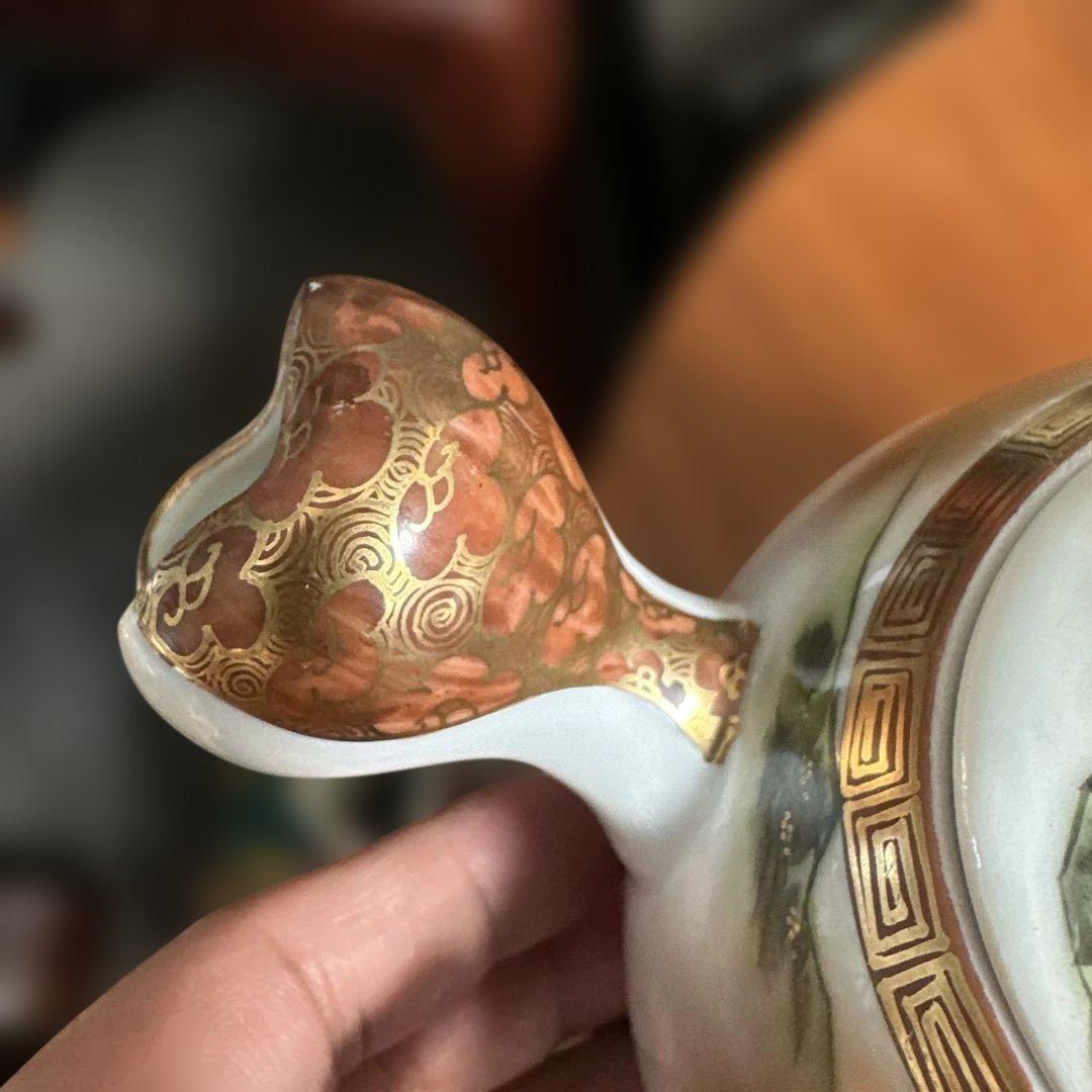 九谷焼　風景画の茶器セット（急須・湯飲み4個