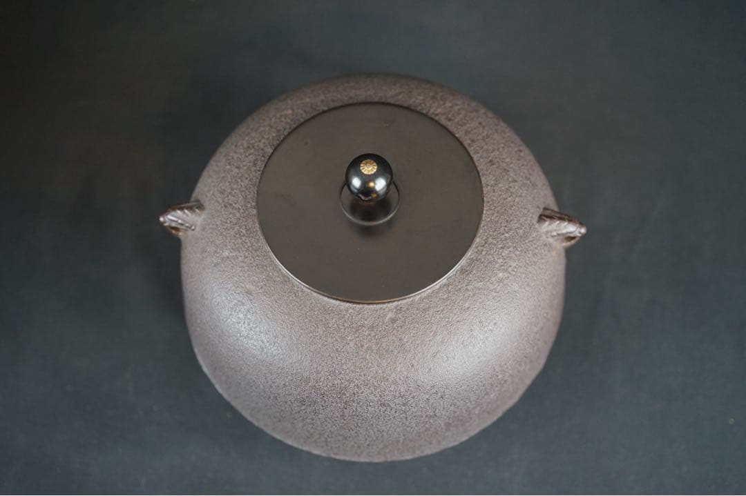 横倉嘉山 作 銀摘 鬼面切合釜 共箱 茶道具 茶釜