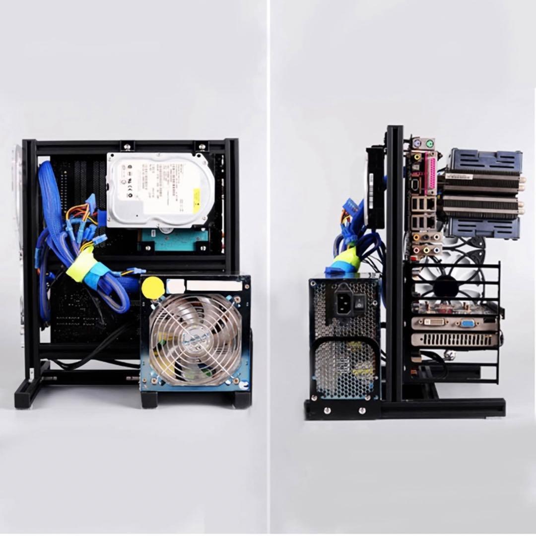 マザーボードシャーシDIYセット、20x20アルミニウム良好な互換ブラック