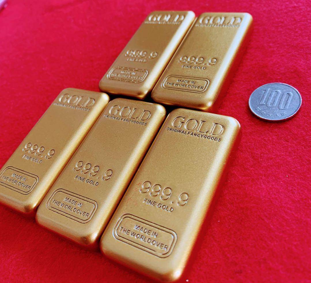 大型金塊 5個セット レプリカ インゴット ゴールドバー 999.9 純金塊