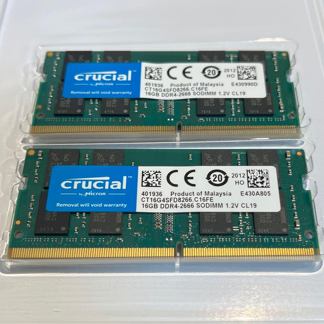 Crucial DDR4 32GB (16GB×2) 2666 ノートパソコン