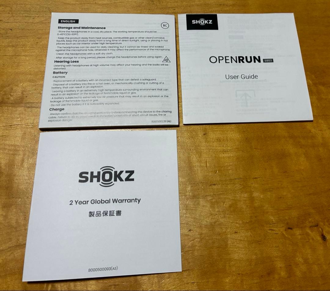 【美品】SHOKZ OPENRUN 骨伝導イヤホン