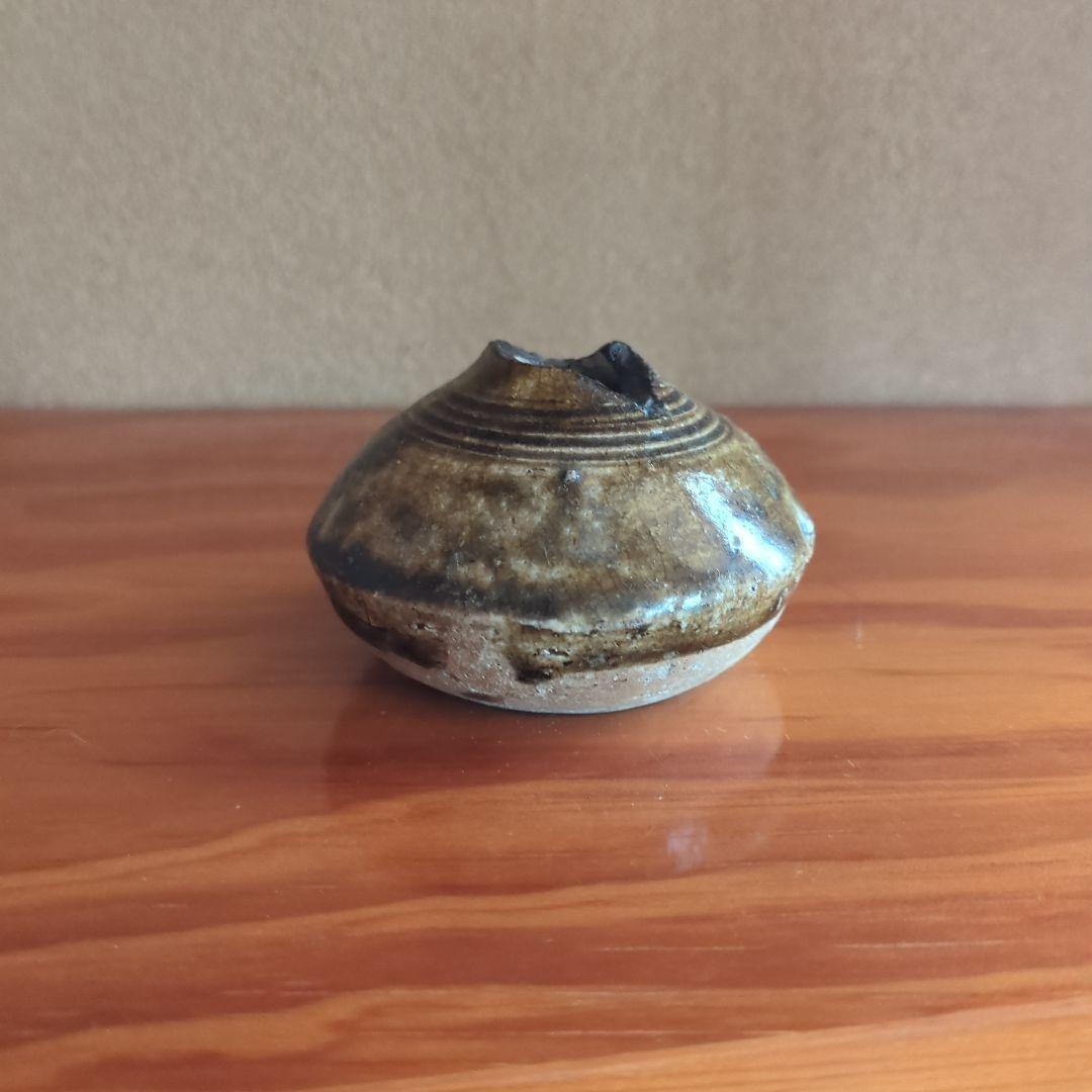 陶器製 小型工芸品 茶色と黒のグラデーション