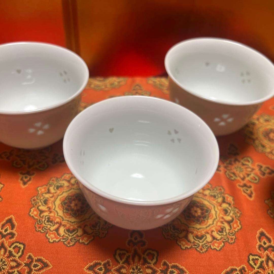 玩玉 蛍手 煎茶碗 湯呑み 景德鎮製 染付茶器 龍文 、蛍碗のセット