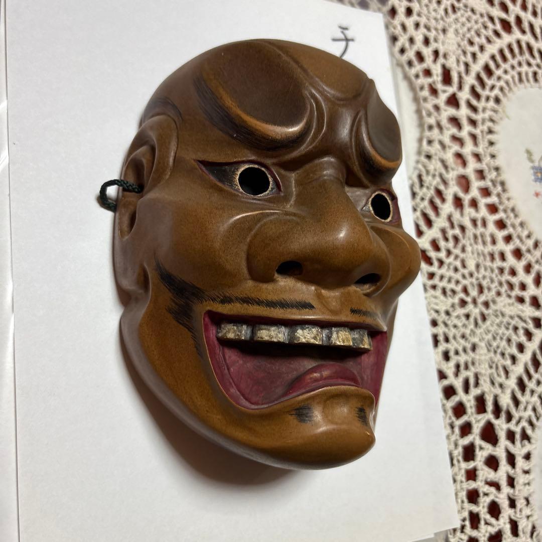 木製能面 茶色