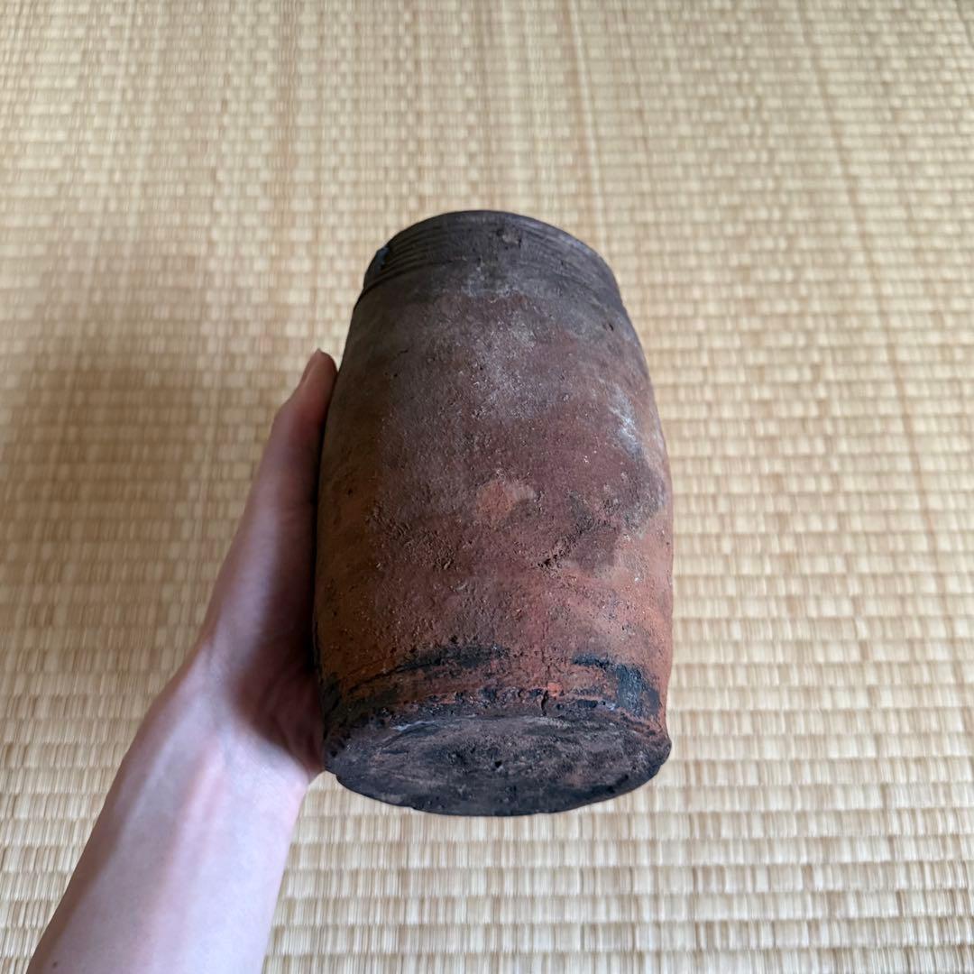 南蛮 能野焼 筒花入 旅枕 壺 江戸時代 種子島焼 南蛮焼 古薩摩 古美術 骨董