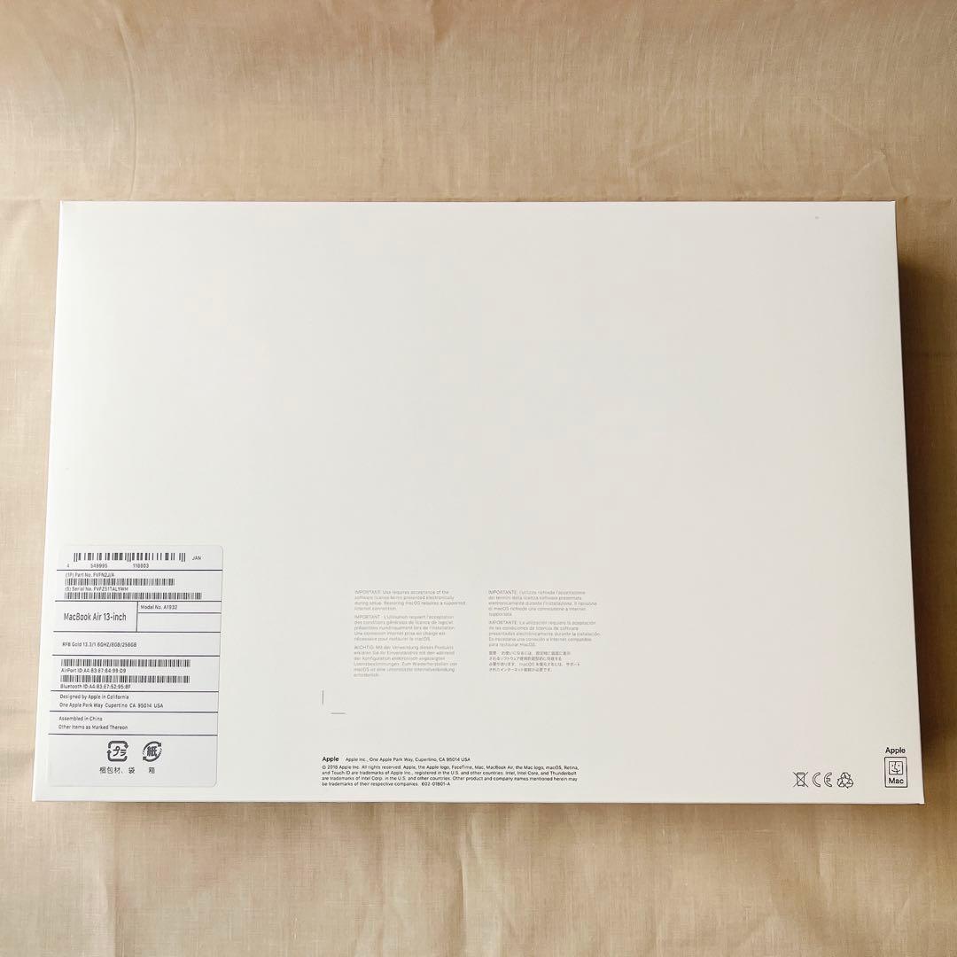 MacBook Air 2019 8Gメモリ 256GB ゴールド　付属品完備