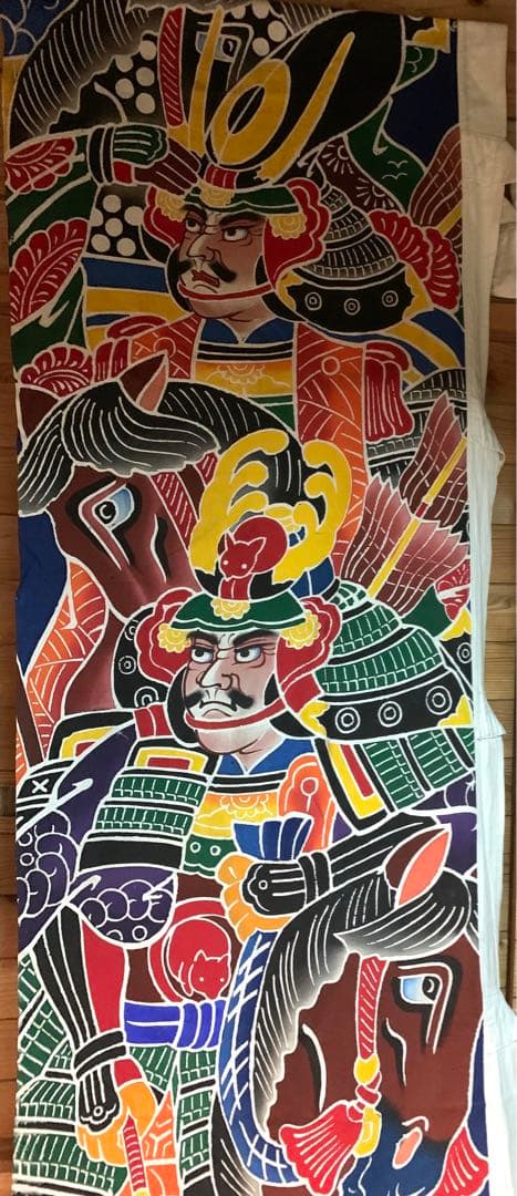 k*i様 【値下げ】節句　幟旗　筒描　武者絵　7m超　古裂