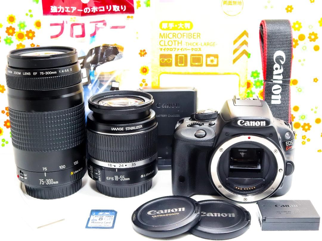Canon kiss x7☆スマホ転送♪☆超小型・軽量☆超望遠ダブルレンズ付き
