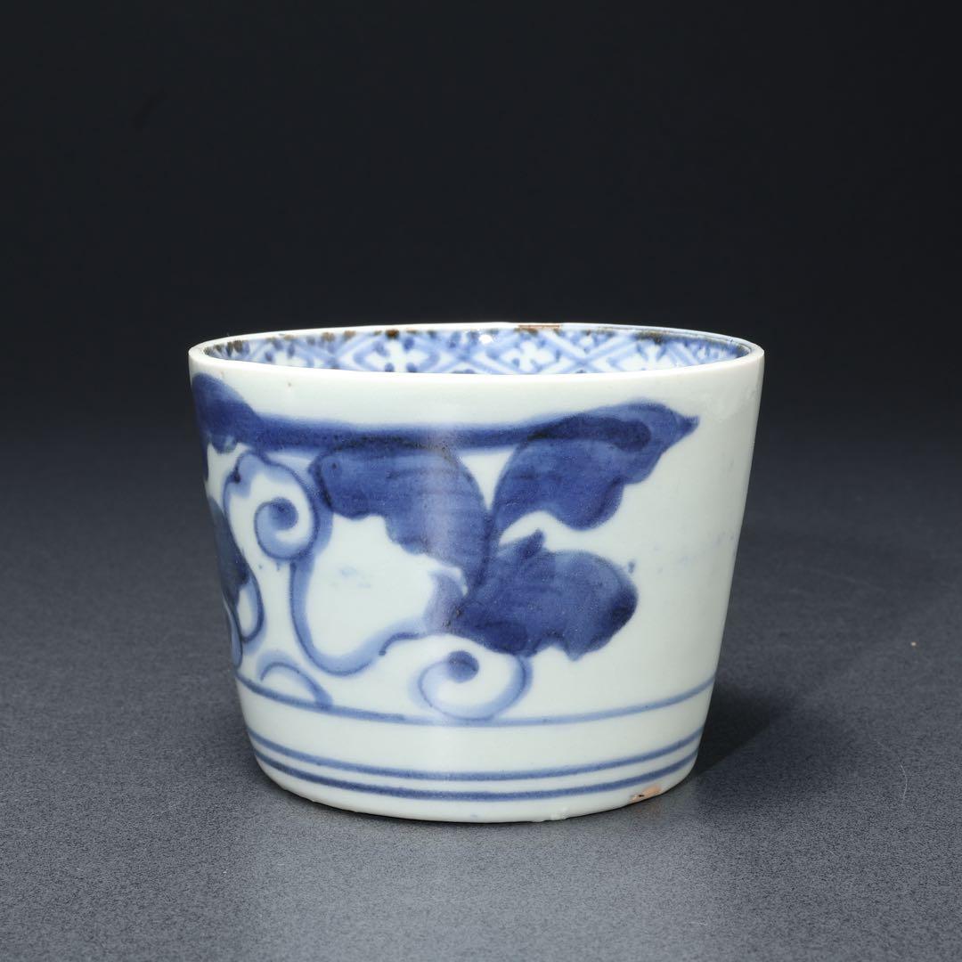 伊万里染付　芭蕉図蕎麦猪口　骨董　古伊万里　R1721w1