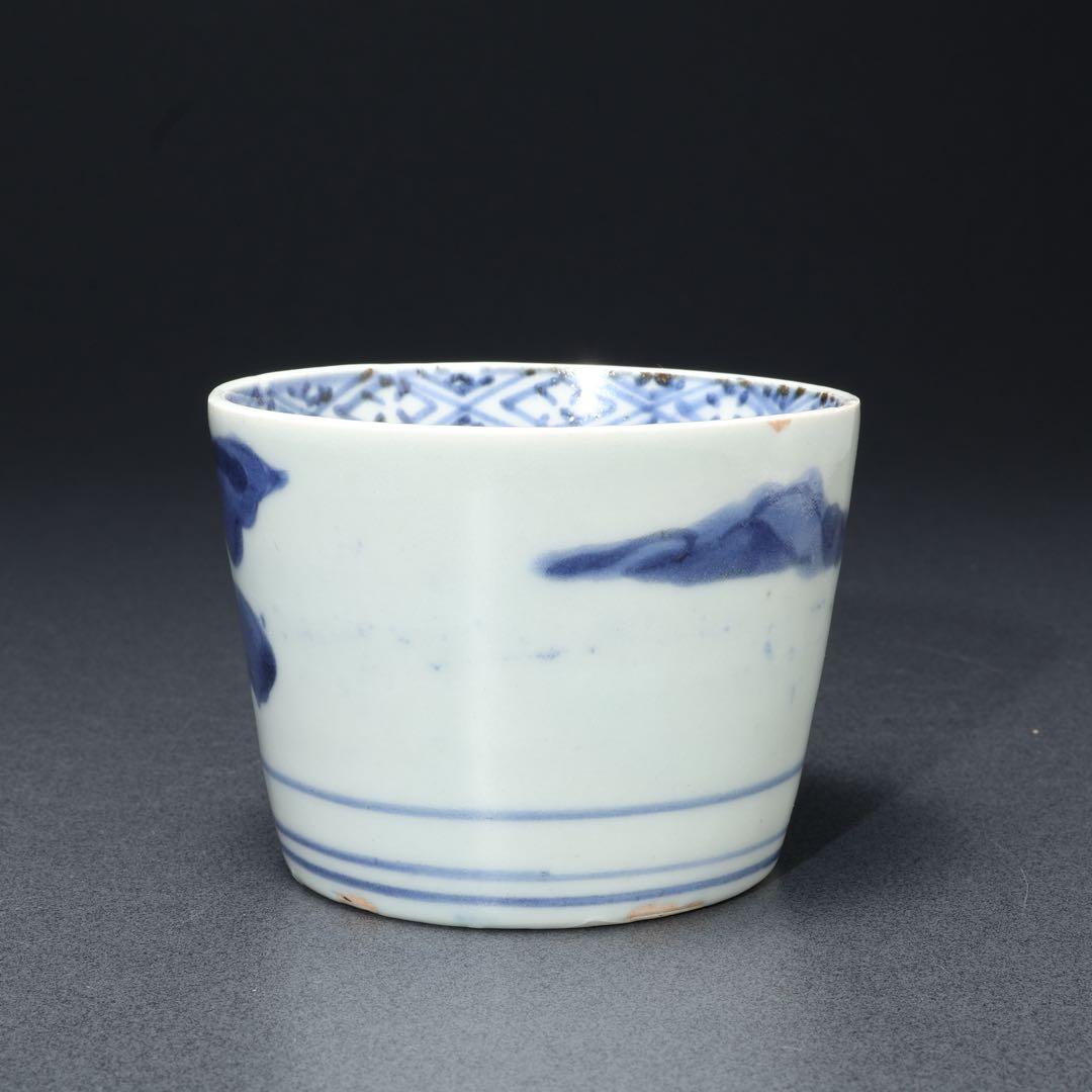 伊万里染付　芭蕉図蕎麦猪口　骨董　古伊万里　R1721w1