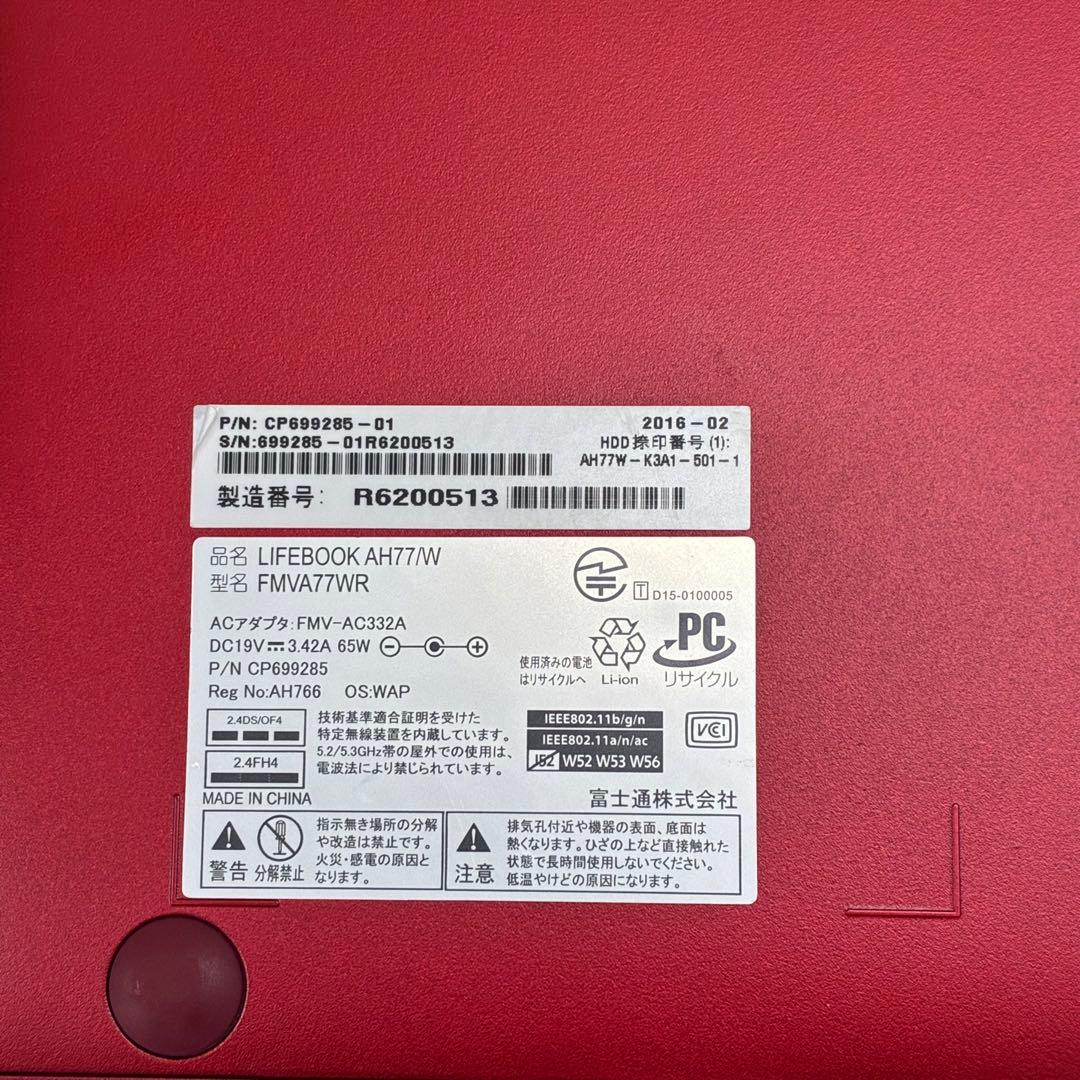 ⭐️462-Fujitsu LIFEBOOK AH77/W FMVA77WR