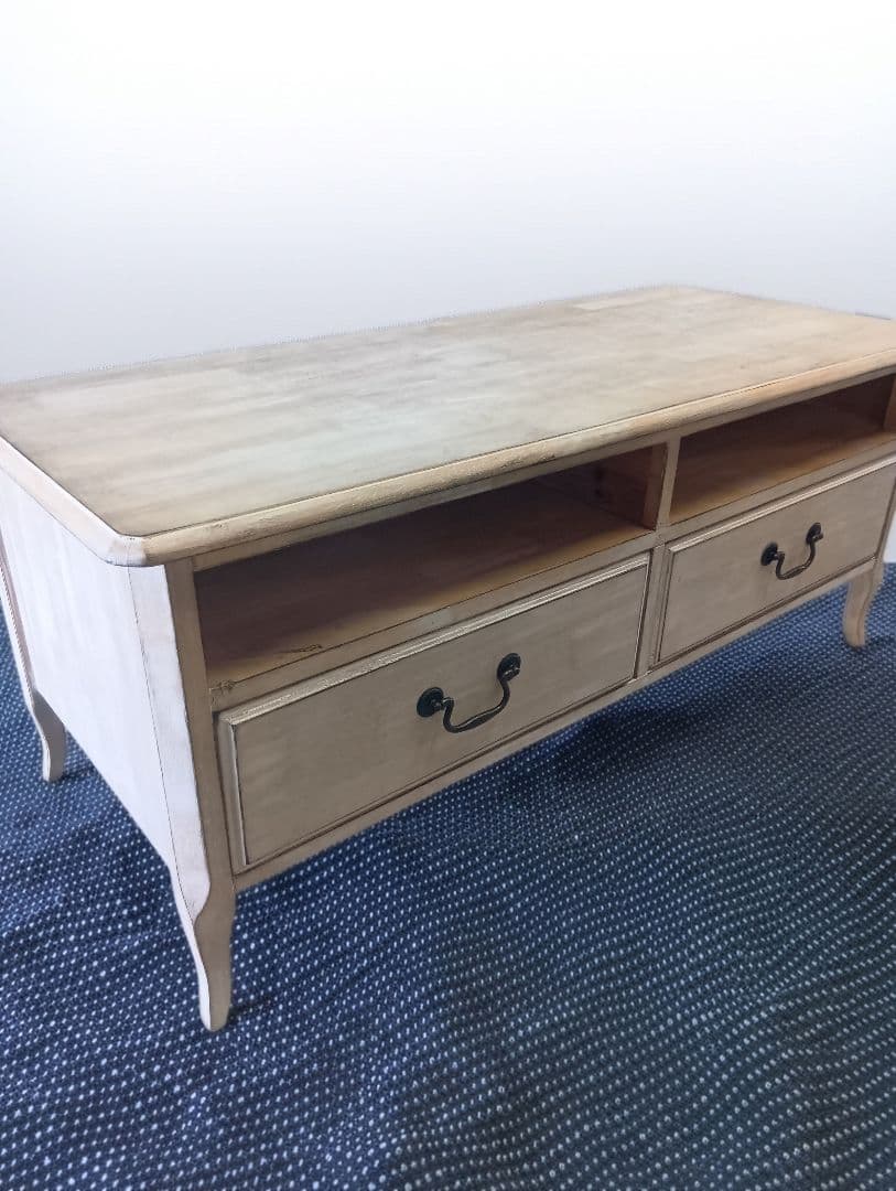 Shabby chic TVBoardナチュラルウッド テレビボード 収納付き