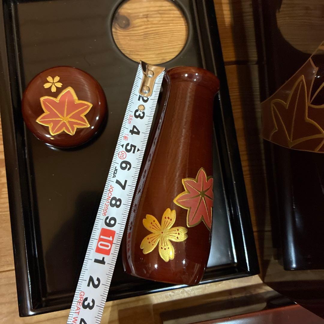 茶箱　漆塗り　輪島塗　蒔絵　花絵　桜　春
