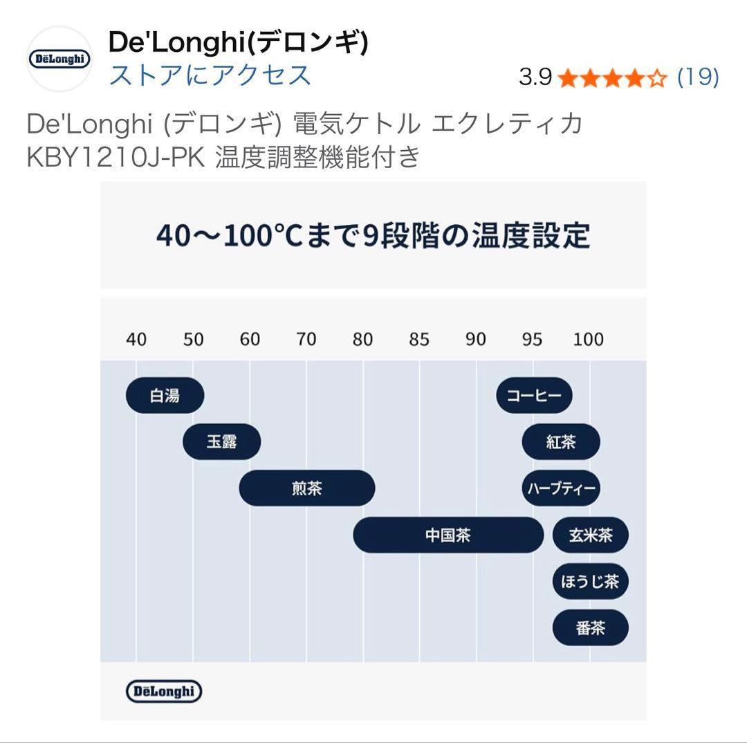 De'Longhi 電気ケトル KBY1210J-PK プレイフルピンク