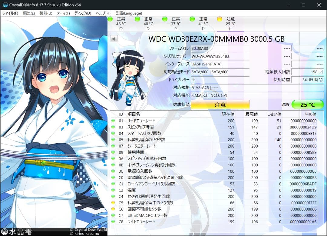 【ジャンク】WD Red 3TB HDD 3台セット 中古【匿名配送】
