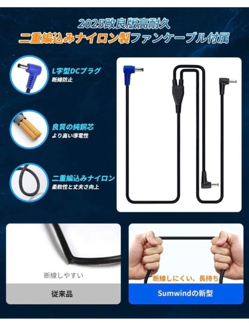 空調服 ファンバッテリー付 超高回転ファン 日本製ブラシモーター 熱中症対策