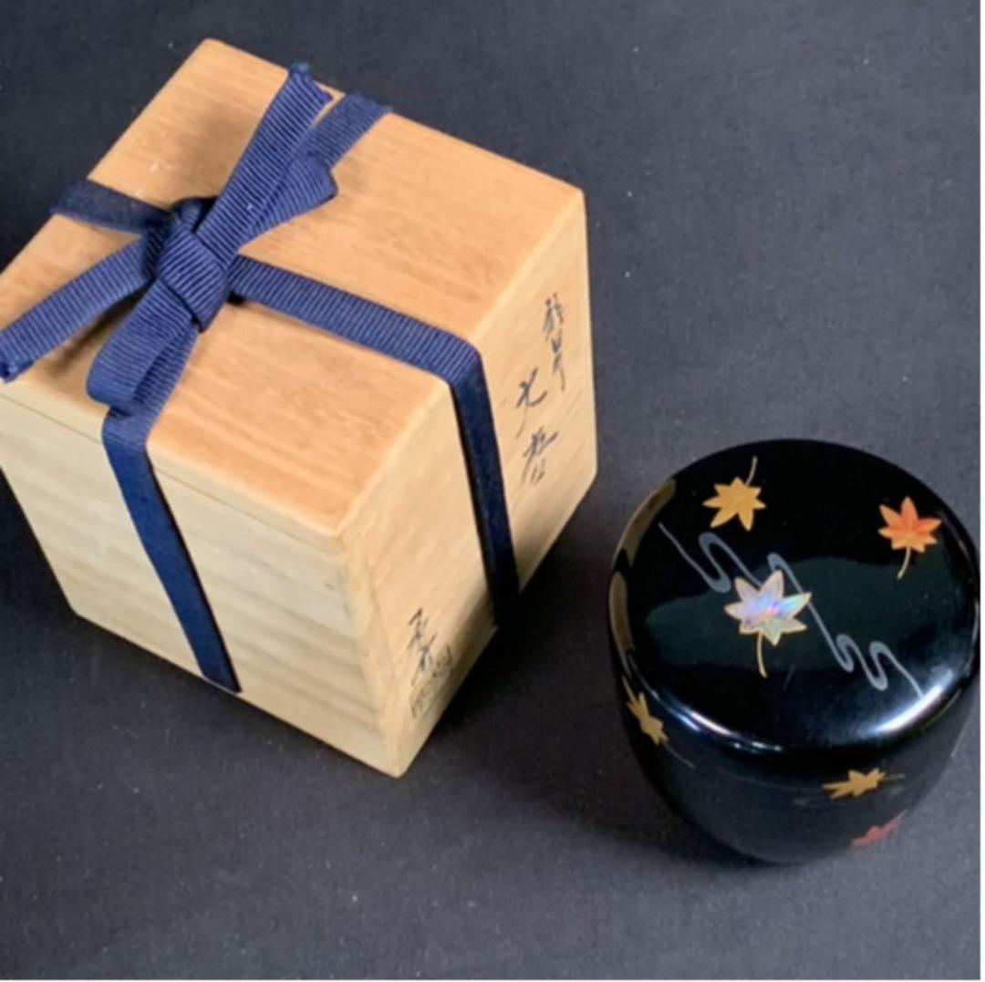 D49 送料無料　大棗　金彩蒔絵　紅葉　もみじ 茶道具　茶室　漆器　工芸品