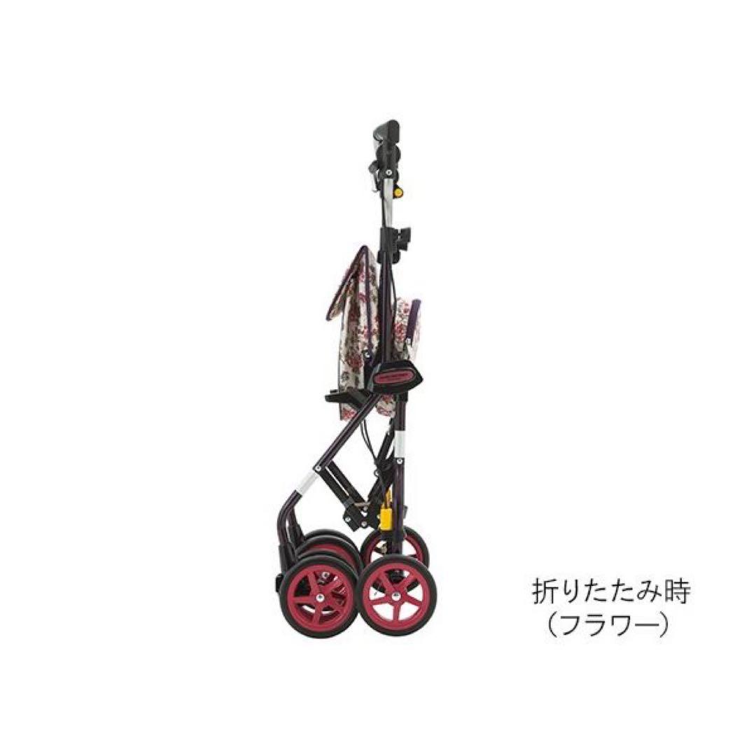 【美品】シルバーカー ライトステップ・タイニーW フラワー　花柄　収納あり