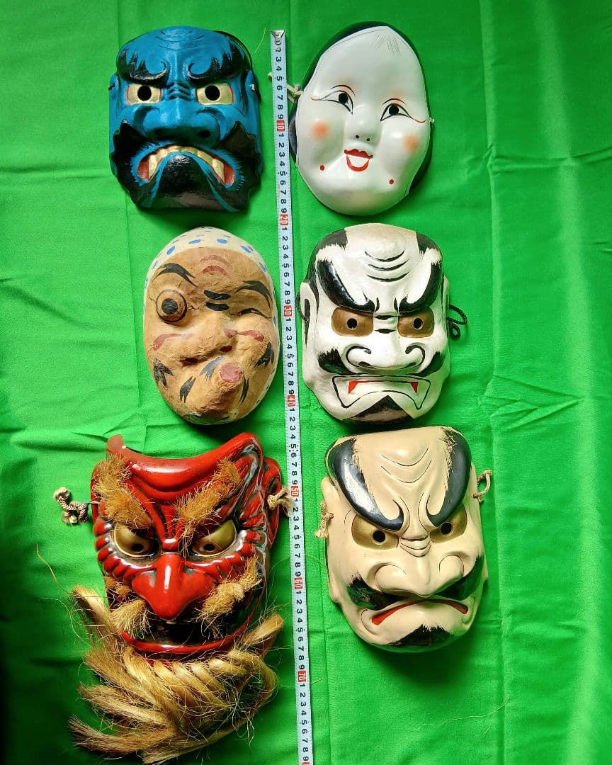 神楽面「木製・陶器製・和紙製」 6点セット