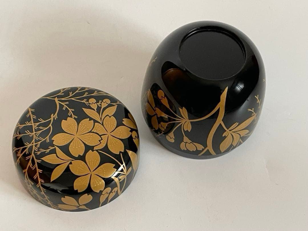 茶道具　柳桜棗　金蒔絵　作者なし　鵬雲斎花押　書付　箱付き　仕覆