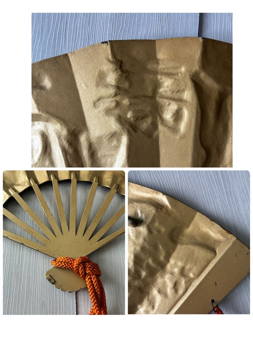 飾扇　扇面　金属工芸　ヴィンテージ　工芸品　骨董品　壁飾り　能　歌舞伎　縁起物