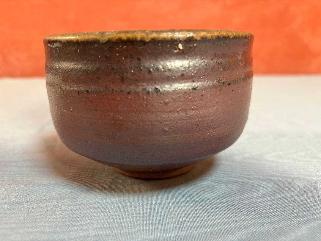 備前焼 竹村 哇季良 ( たけむら あきら ) 抹茶碗　共箱　栞付き