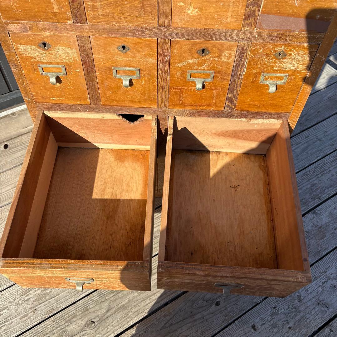 昭和レトロ 安田生命什器 1963年製 多段引き出し 書類棚 薬箱 古家具古道具