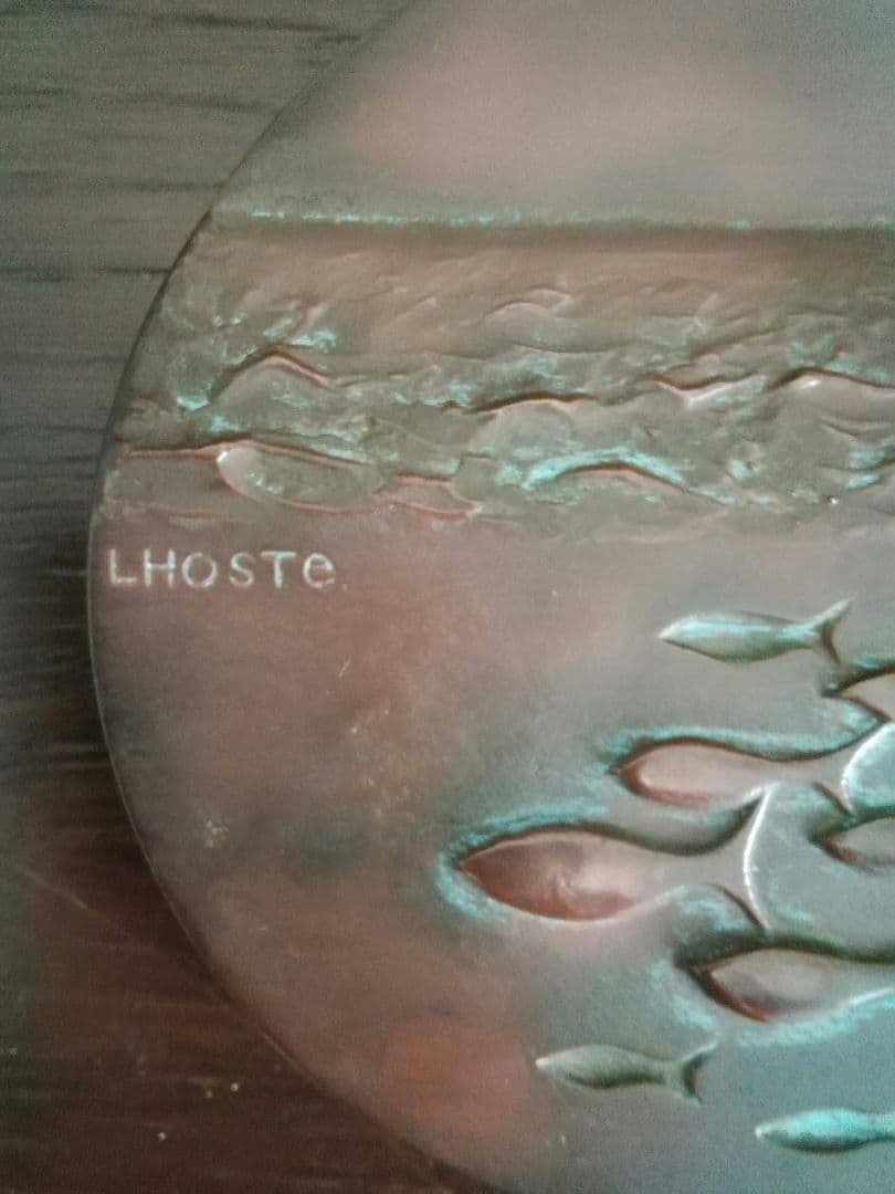 逸品　貴重　Claude Lhoste　ブロンズメダル　泳ぐ魚　パリ造幣局博物館