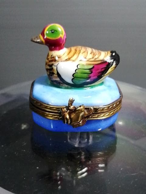 リモージュボックス 陶器製 アヒルの小物入れ フランス製 Limoges box