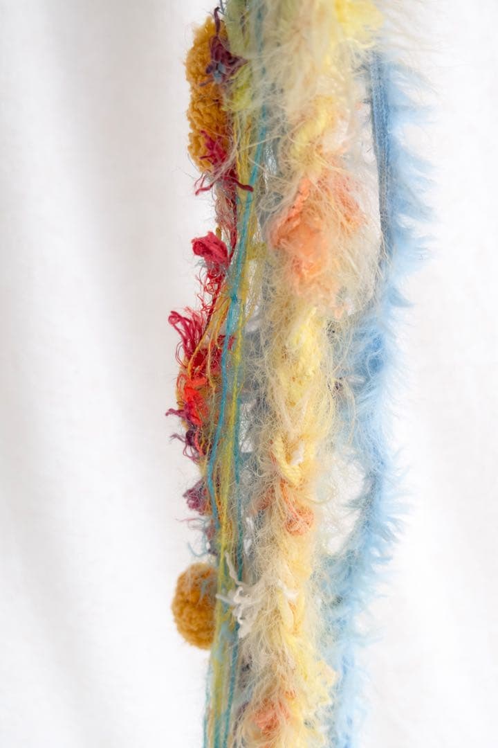 フリンジニット帽ハンドメイド カラフル Jellyfish クラゲデザイン一点物