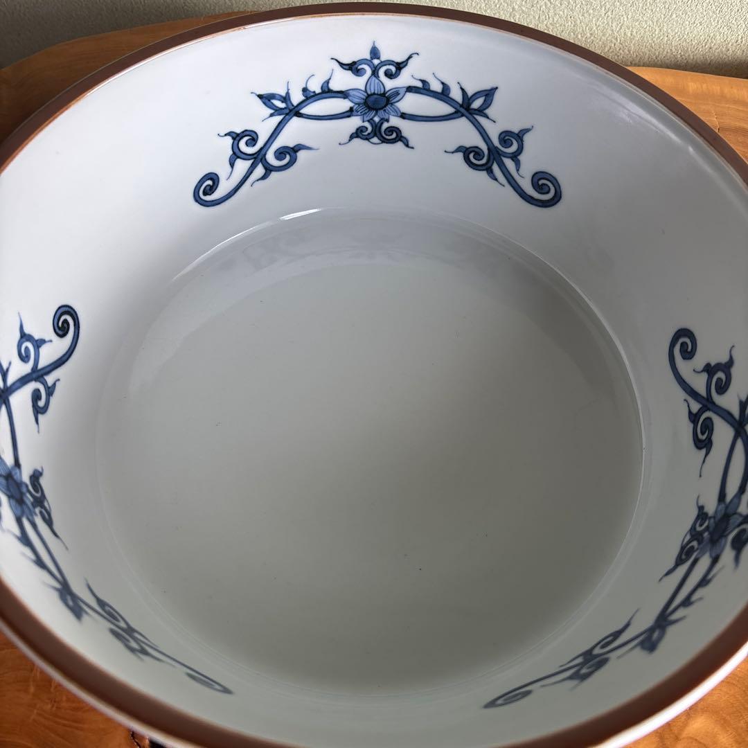 染付唐子画 平水指 平安秀峰造 茶道具 共箱