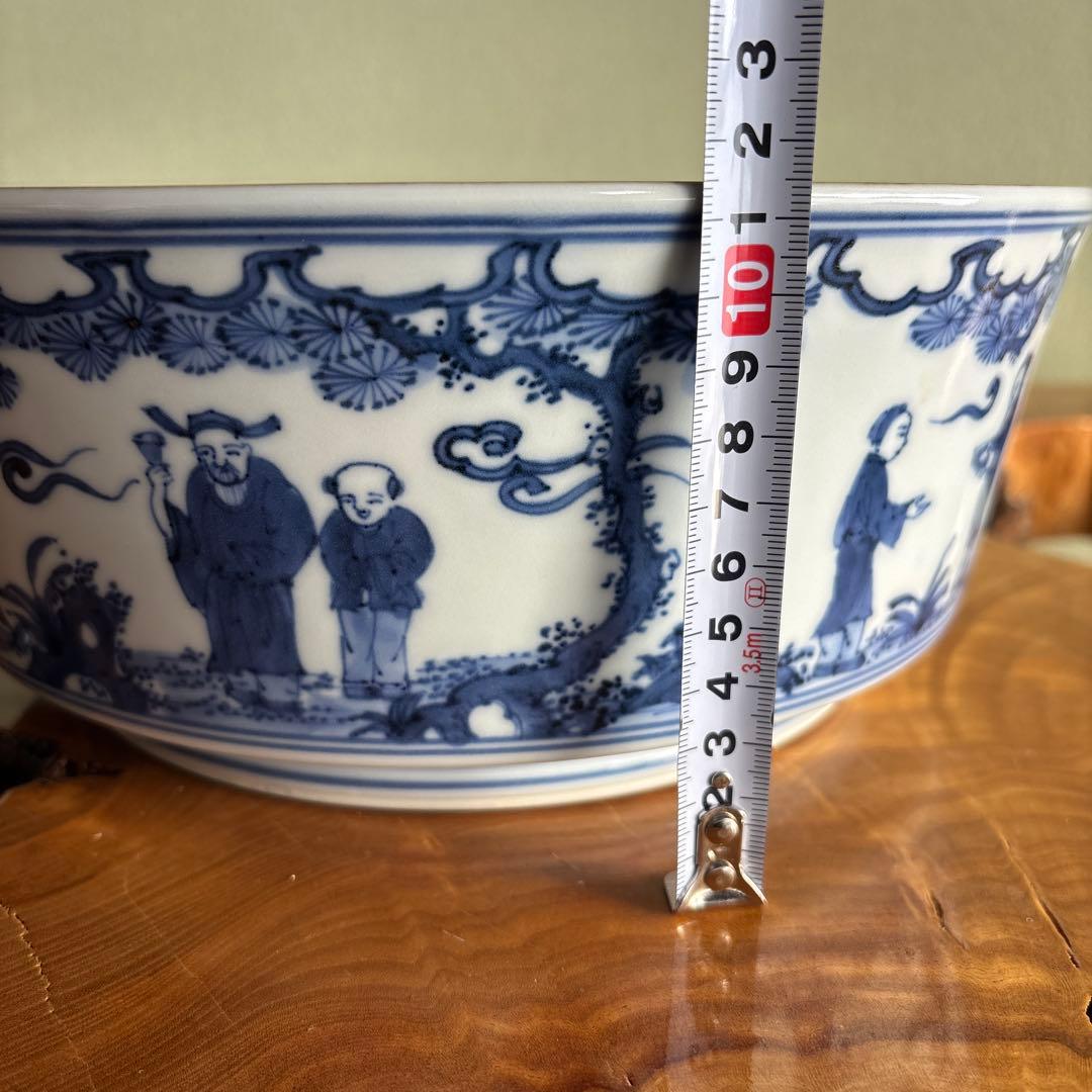 染付唐子画 平水指 平安秀峰造 茶道具 共箱