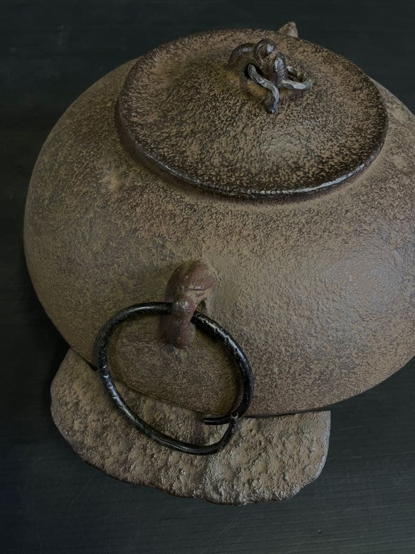 【時代】「母」 宗旦好み 裏甲釜 裏鏨釜 釜鐶 炉釜 （225F③）
