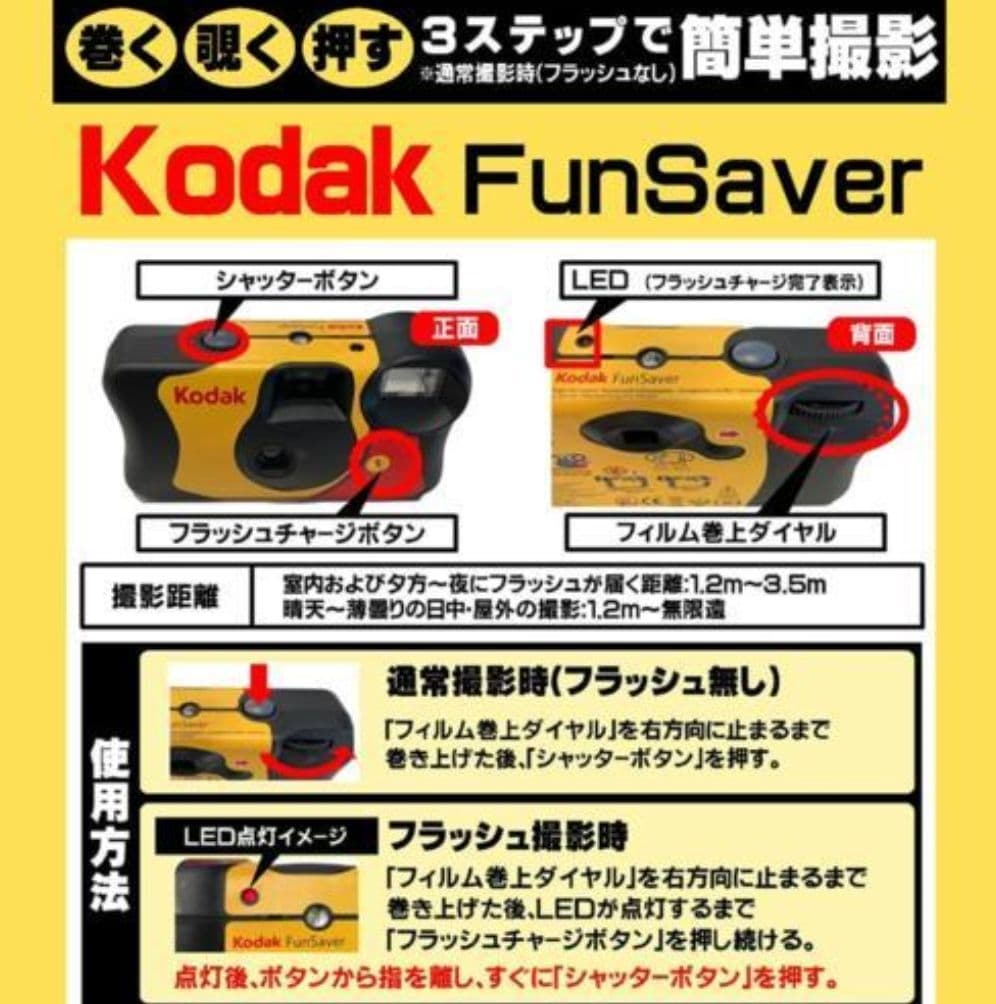 Kodak コダック FunSaver 使い捨てカメラ 27枚撮り 3個セット