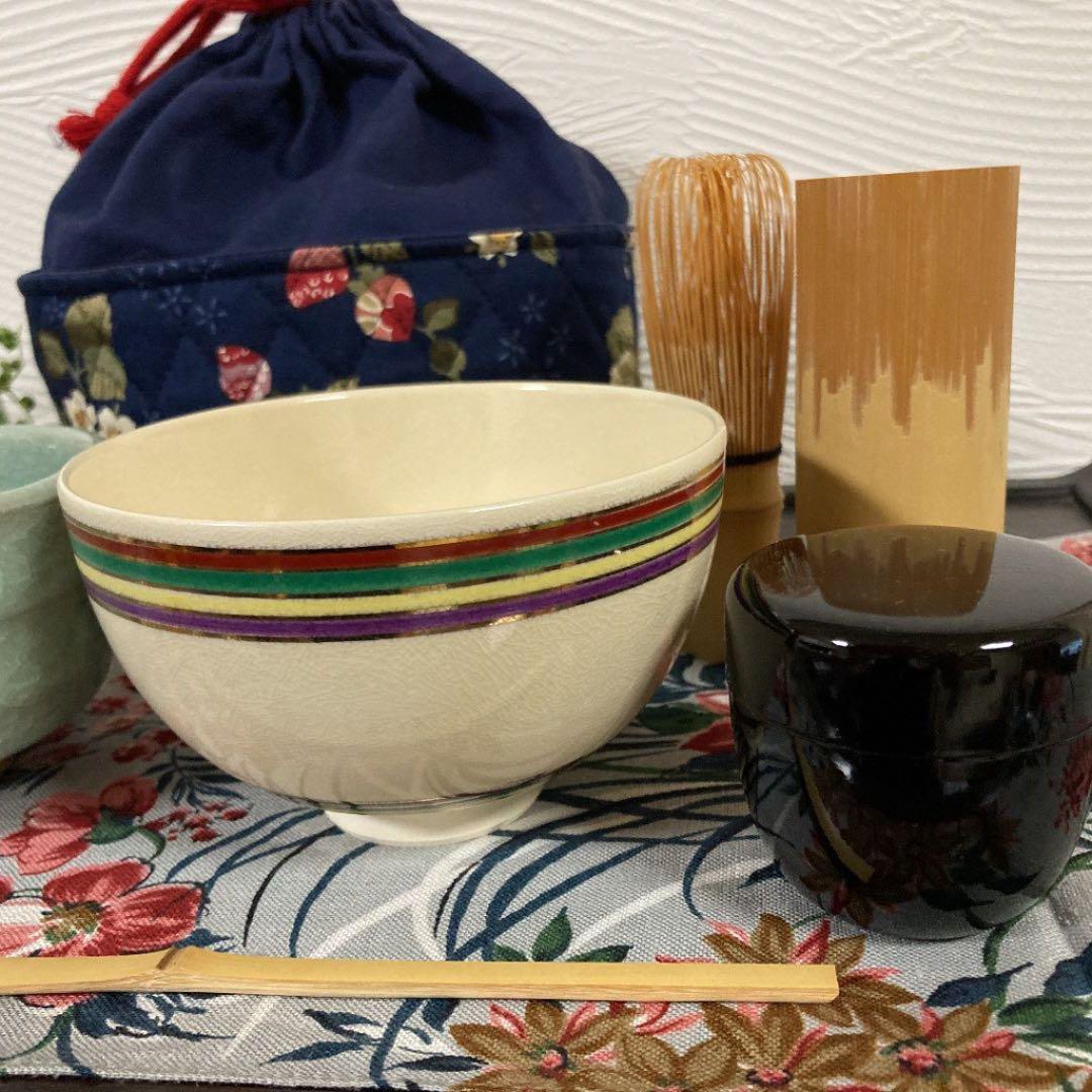 茶道具　野天用　巾着入りセット